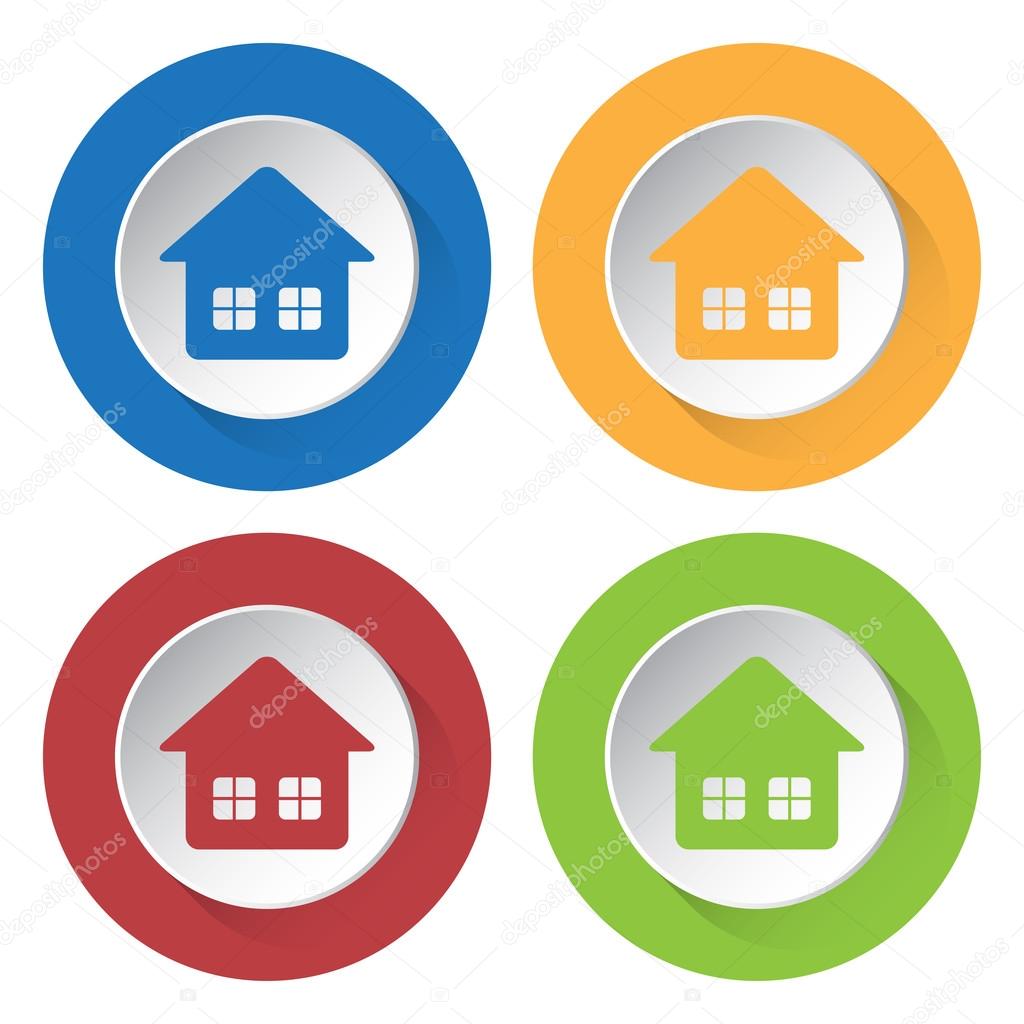 set of four icons - home with two windows