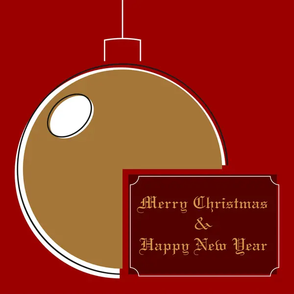 Boule de Noël ocre stylisée sur fond rouge — Image vectorielle