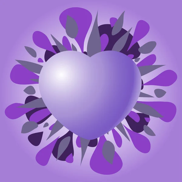 Violet Valentine heart on a purple background — Stock Vector