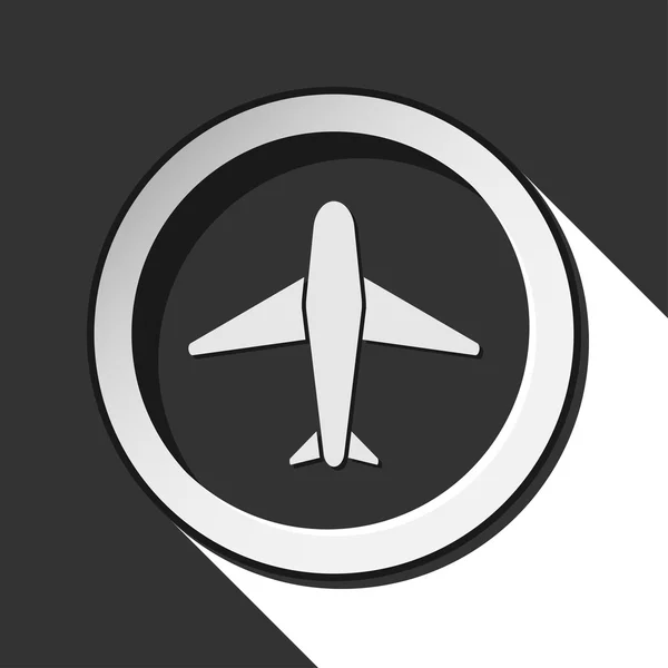 Vector botón gris con avión — Vector de stock