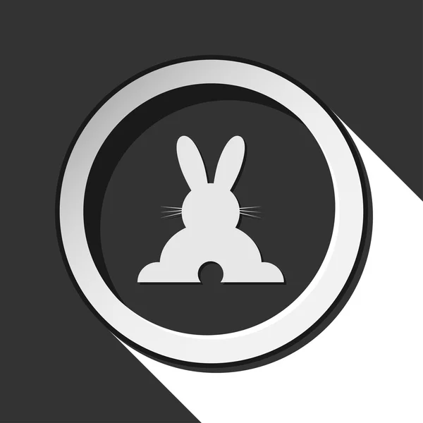 Vector grey button with back Easter bunny — Stock Vector