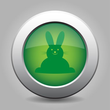 Paskalya tavşanı ile yeşil metal düğme