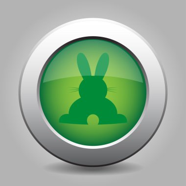 arka Paskalya tavşanı ile yeşil metal düğme