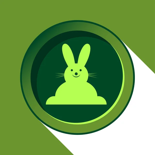 Botón con luz verde conejito de Pascua y sombra — Archivo Imágenes Vectoriales