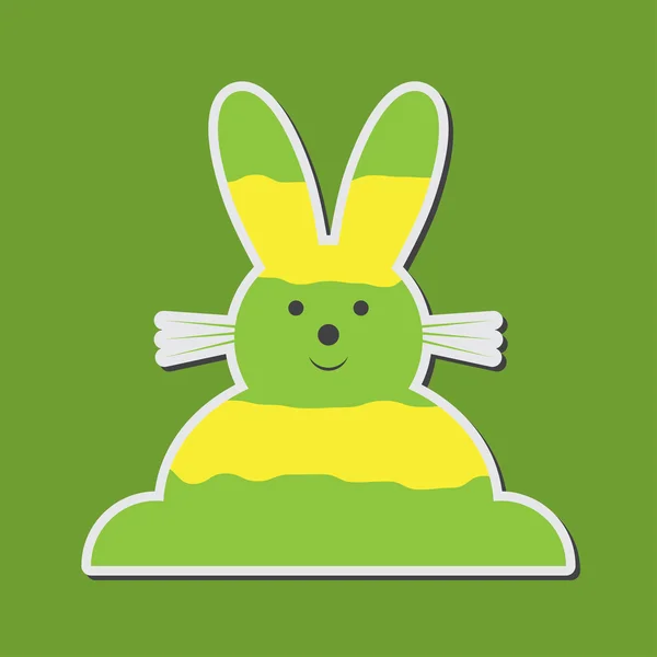 Sitting smiling greenish yellow Easter bunny — Stock Vector