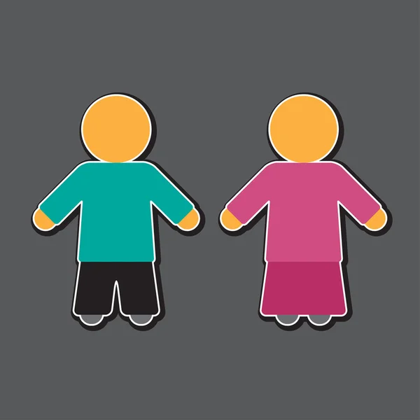 Дівчина і хлопчик значок в синьо-рожевому — стоковий вектор