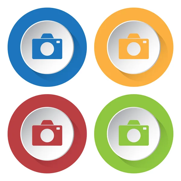 Набор из четырех цветных иконок с камерой — стоковый вектор