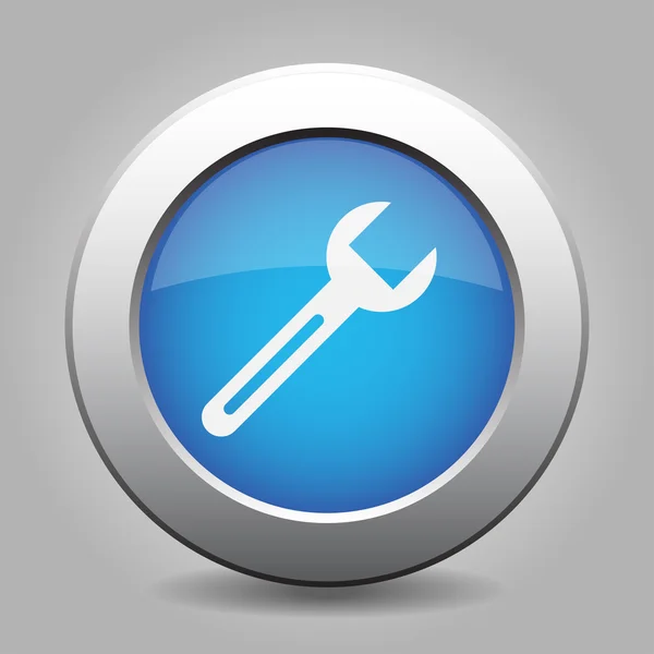 Botão de metal azul com chave — Vetor de Stock