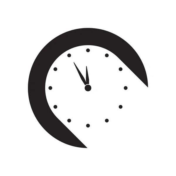 Ícone preto com relógio e sombra estilizada — Vetor de Stock