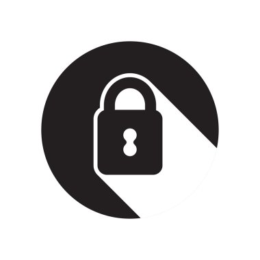 kapalı asma kilit ve stilize gölge ile siyah simgesi