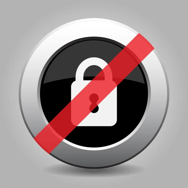 Gray chrome button - no closed padlock — Stock Vector