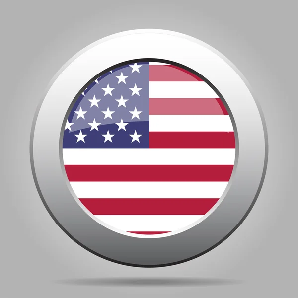Metal button with USA flag — Stock Vector