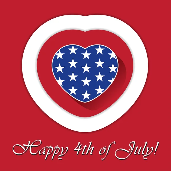 4th of july card with heart and contours — Stock Vector