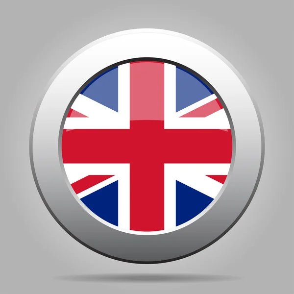 Металлическая кнопка с флагом Великобритании — стоковый вектор