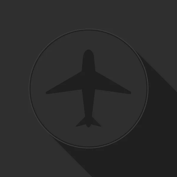 Tmavě šedá ikona s letadlem — Stockový vektor