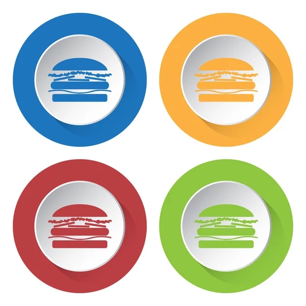Conjunto de quatro ícones com hambúrguer — Vetor de Stock