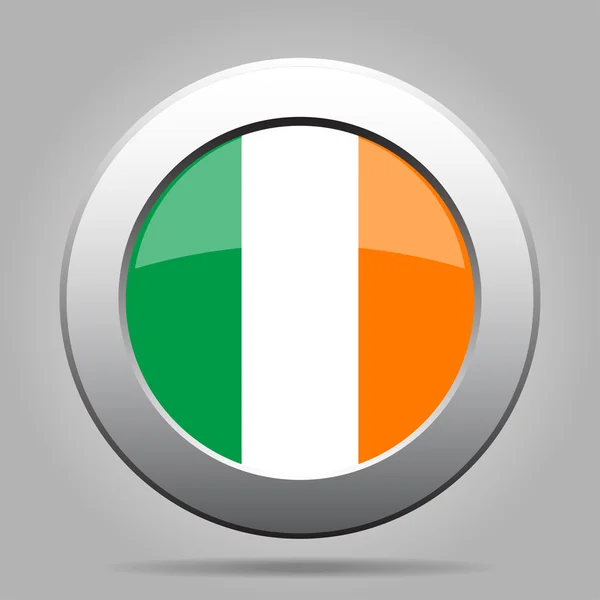 Metal button with flag of Ireland — Stock Vector