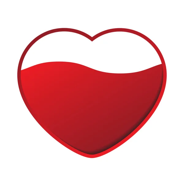 Coeur rouge avec vague — Image vectorielle