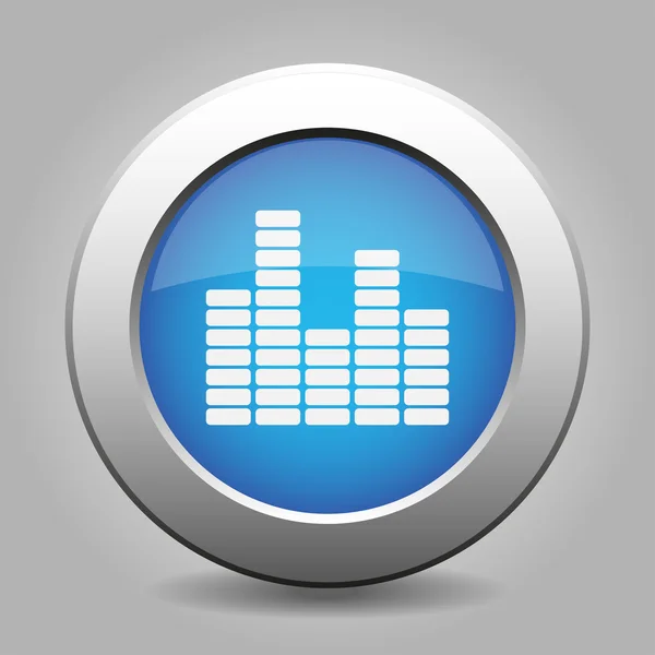 Blue metal button with equalizer — 스톡 벡터