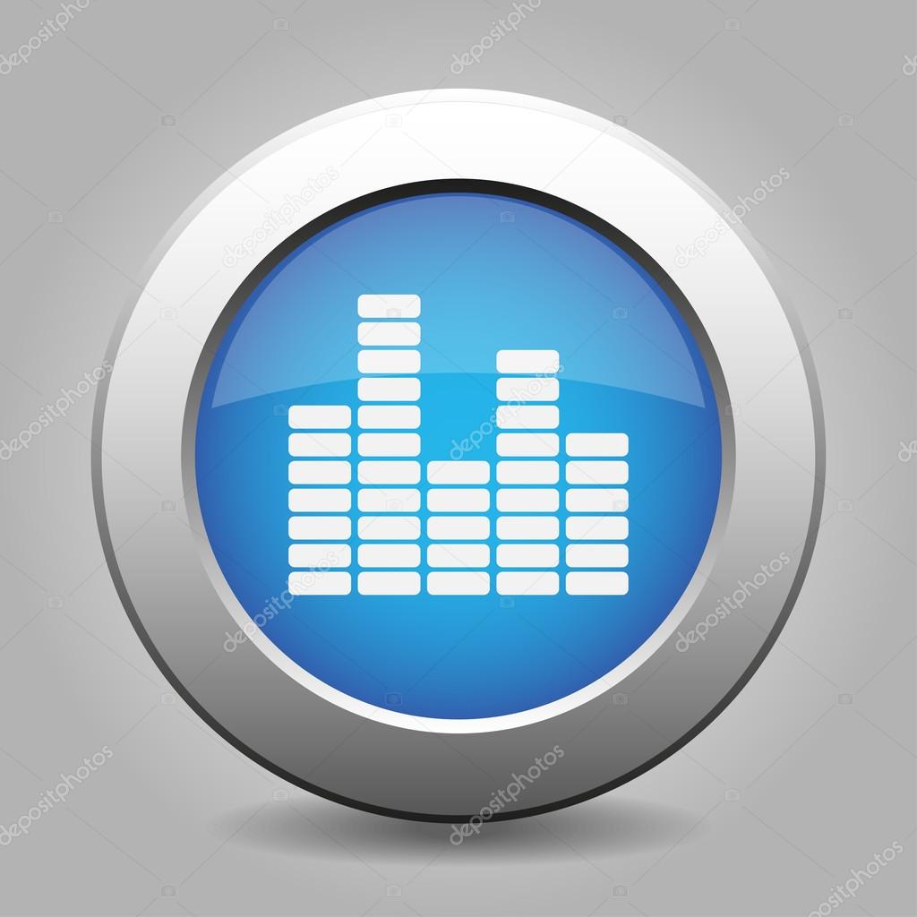 blue metal button with equalizer