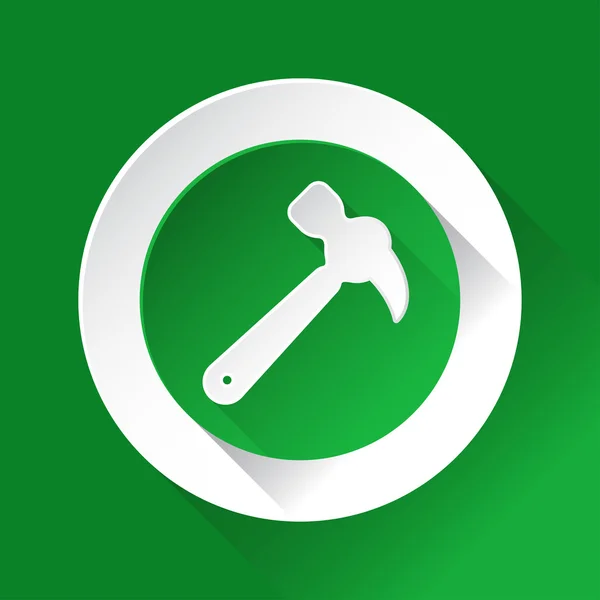 Groene cirkel shiny icon - klauw hamer — Stockvector