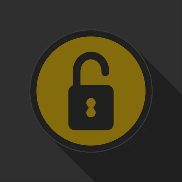 Dark gray and yellow icon - open padlock — Stock Vector