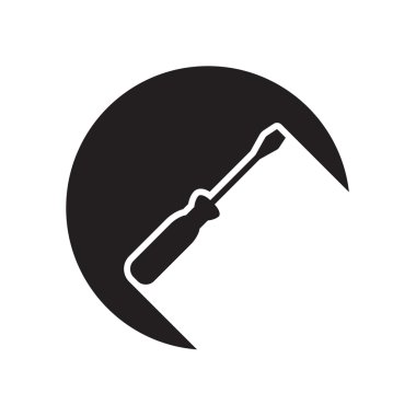 tornavida ve stilize gölge ile siyah simgesi