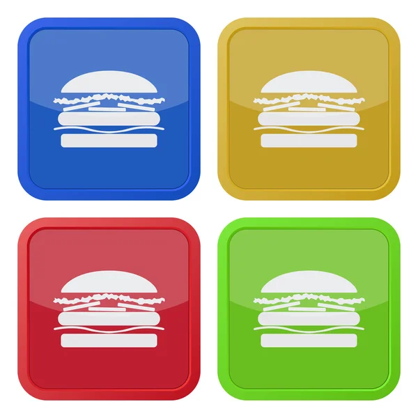 Conjunto de quatro ícones quadrados com hambúrguer — Vetor de Stock