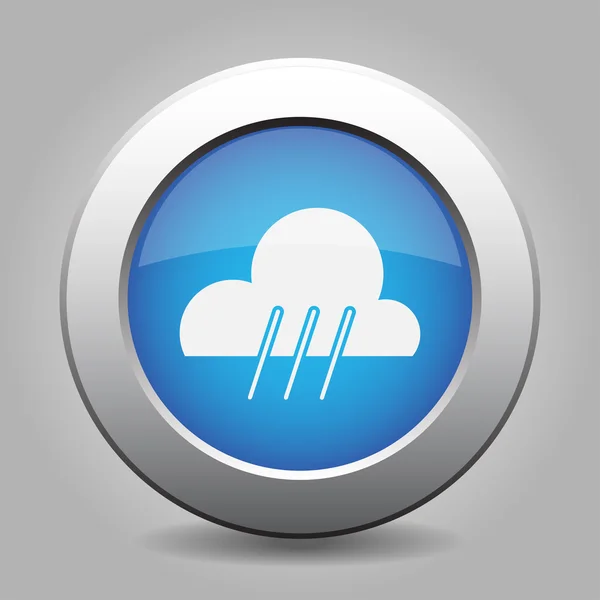 Blå metall knappen med väder - regnigt — Stock vektor