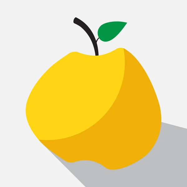 Pomme jaune et ombre longue — Image vectorielle