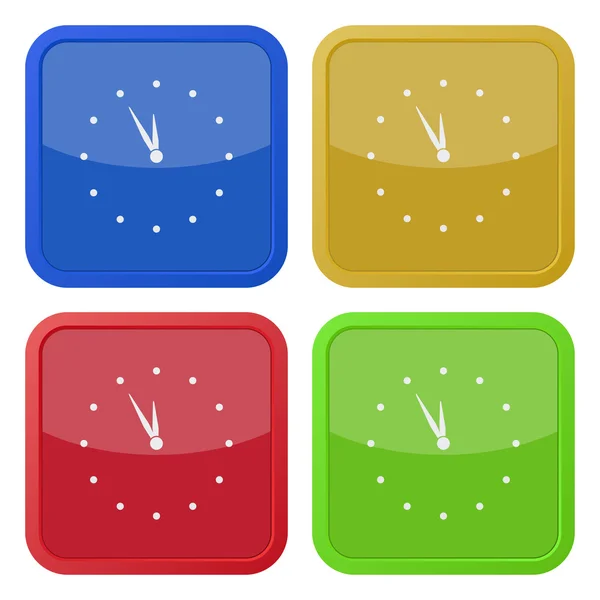 Conjunto de cuatro iconos cuadrados - con reloj — Archivo Imágenes Vectoriales