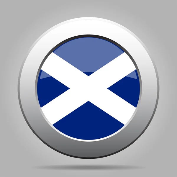 Металлическая кнопка с флагом Шотландии — стоковый вектор