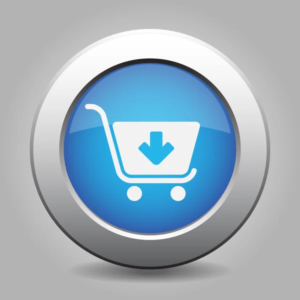 Modré tlačítko - nákupní košík přidat — Stockový vektor