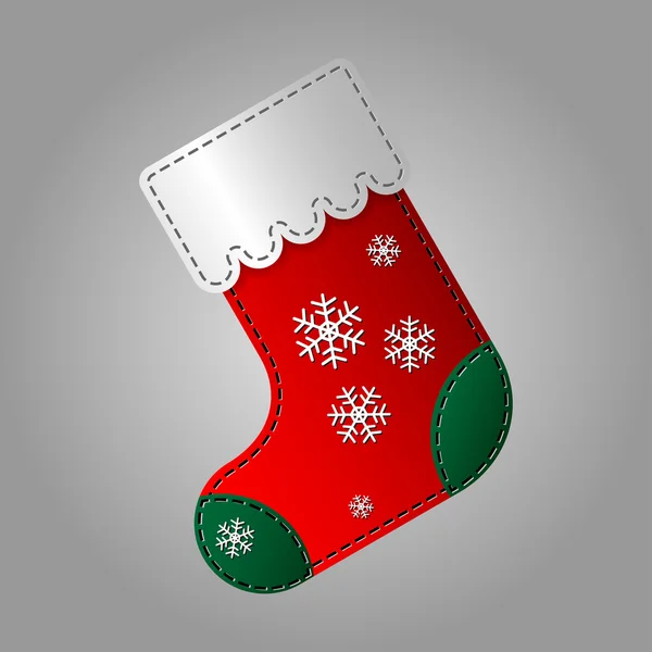 Chaussette de Noël avec flocons de neige — Image vectorielle