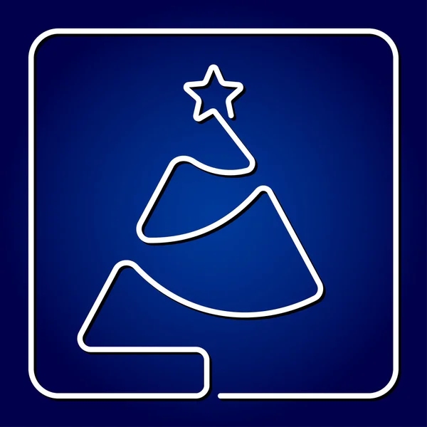ग्रीटिंग कार्ड स्टार के साथ कंटूर क्रिसमस ट्री — स्टॉक वेक्टर