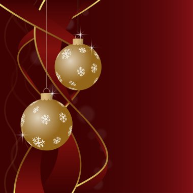 Noel tebrik kartı - baubles kar taneleri ve kurdeleler ile