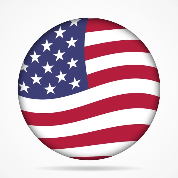 Button with waving flag of USA — Stock Vector