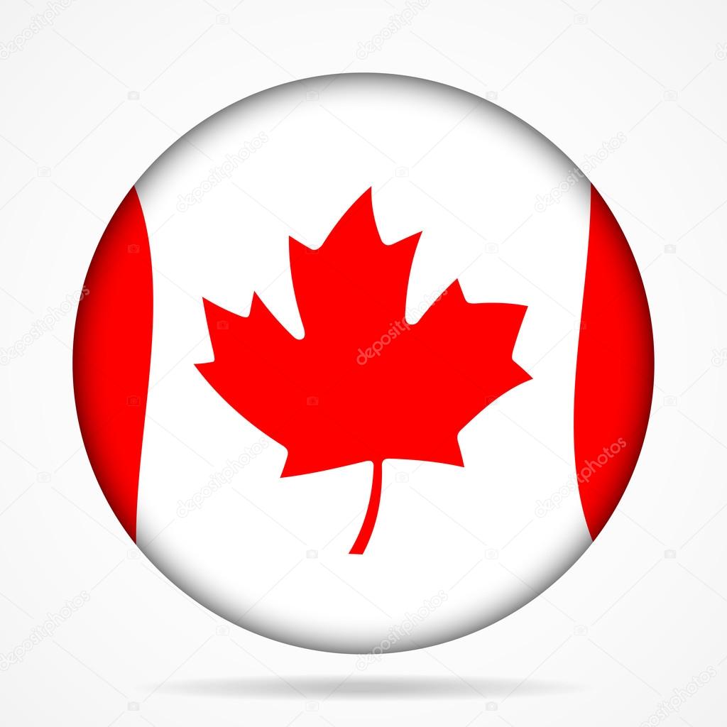 button with waving flag of Canada