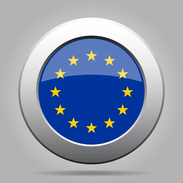 ヨーロッパのフラグを持つ金属ボタン — ストックベクタ