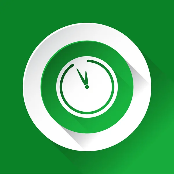 Ícone brilhante círculo verde - relógio de última hora — Vetor de Stock