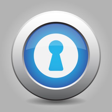 anahtar deliği ile mavi metal düğme