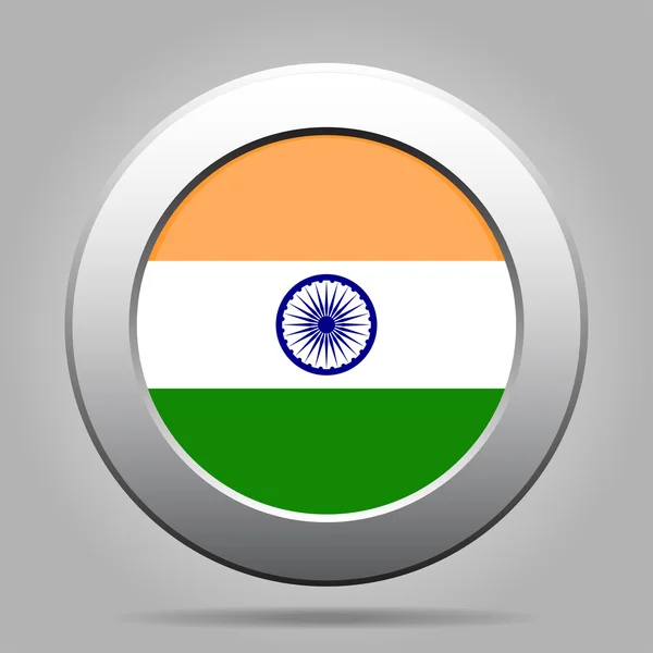 Metal button with flag of India — Stock Vector