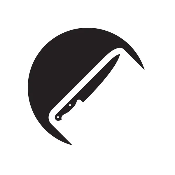 Icono negro con cuchillo de cocina — Vector de stock