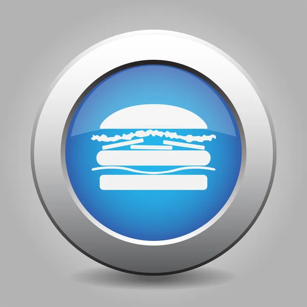 Botão de metal azul com hambúrguer — Vetor de Stock