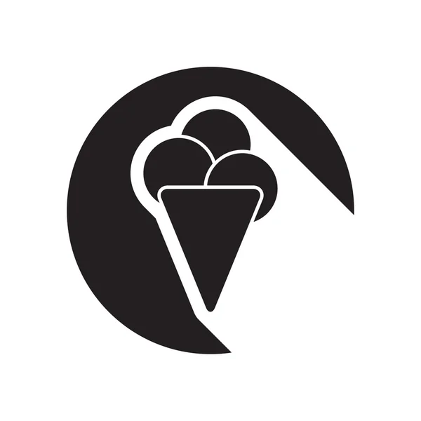 Icono negro con helado — Vector de stock