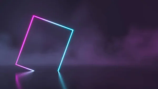 Futuristische Sci Blauwe Paarse Neon Buis Lichten Gloeien Met Rook — Stockfoto
