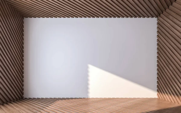 木製の床と天井に空白の壁 3Dレンダリング — ストック写真
