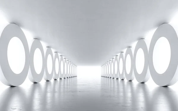 ホワイトアブストラクトトンネル設計 3Dレンダリング — ストック写真