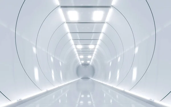 Sci Rymdskepp Korridor Vit Färg Design Rendering — Stockfoto