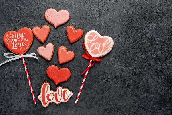 Fondo Del Día San Valentín Con Corazones Corazón Rojo Sobre — Foto de Stock